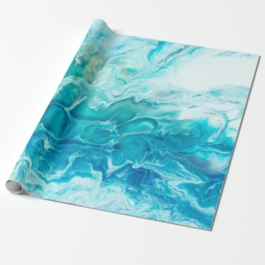 Blauwe creatieve abstracte handbeschilderde achter cadeaupapier (Uitgerold)