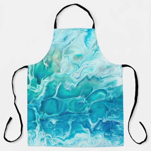 Blauwe creatieve abstracte handbeschilderde achter schort (Voorkant)