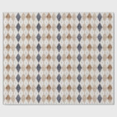 Blauwe Crème Argyle Vaderdag Cadeaupapier (Vlak)