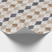 Blauwe Crème Argyle Vaderdag Cadeaupapier (Hoek)