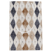 Blauwe Crème Argyle Vaderdag Medium Cadeauzakje (Voorkant)