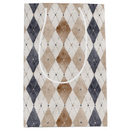 Blauwe Crème Argyle Vaderdag Medium Cadeauzakje