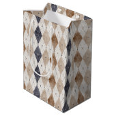 Blauwe Crème Argyle Vaderdag Medium Cadeauzakje (Achterkant Gekanteld)