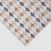 Blauwe Crème Argyle Vaderdag Tissuepapier (Detail)