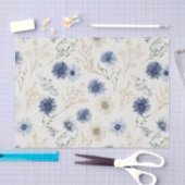 Blauwe Crème Bloemen Bruiloft Tissuepapier (Craft)