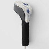 Blauwe Crème Bloemen Golfheadcover (Schuin)