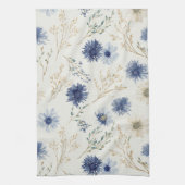 Blauwe Crème Bloemen Theedoek (Verticaal)