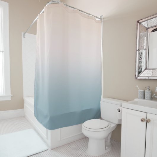 Blauwe Crème Blush Tie Dye Douchegordijn (In situ)