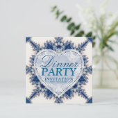 Blauwe & crème Boho Chic Country Dinner Party Kaart (Staand voorkant)