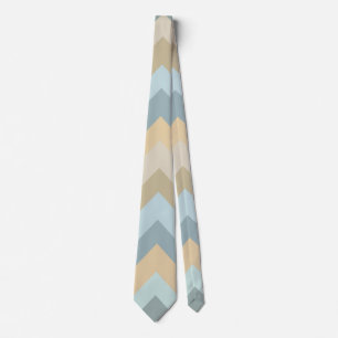 Blauwe crème Chevron strepen Stropdas