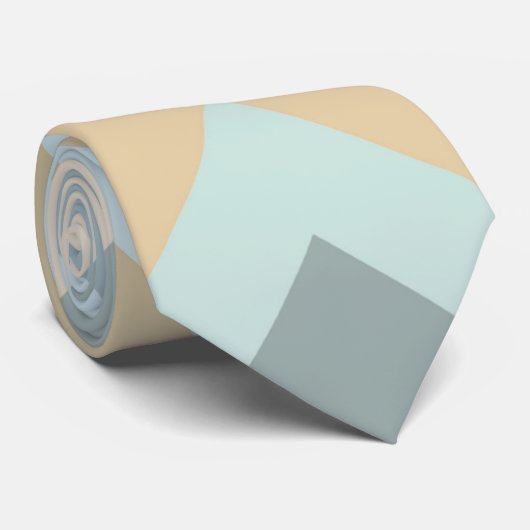 Blauwe crème Chevron strepen Stropdas (Opgerold)