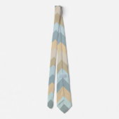 Blauwe crème Chevron strepen Stropdas (Achterkant)