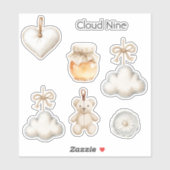 Blauwe Crème Cloud Nine Baby Shower of Gewoon Omda Sticker (Vel)