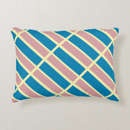 Blauwe crème en roze accent kussen