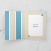 Blauwe crème en witte strepen foto's verjaardag kaart (Binnen)