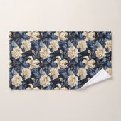 Blauwe Crème Floral Modern Bad Handdoek (Handdoek)