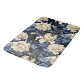 Blauwe Crème Floral Modern Badmat (Gekanteld)