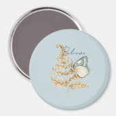 Blauwe Crème Geloof Vlinder Magneet (Voorkant / Achterkant)