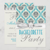 blauwe crème graydamask bachelorette kaart (Voorkant / Achterkant)