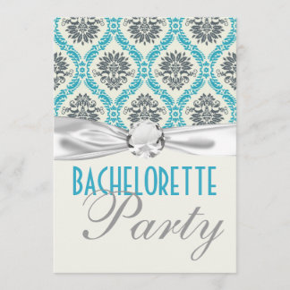 blauwe crème graydamask bachelorette kaart