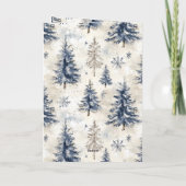 Blauwe Crème Kerstbomen Kaart (Achterkant)