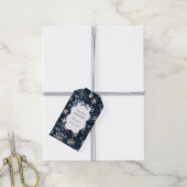 Blauwe Crème Kerstsneeuwvlokken Cadeaulabel (Met Touw)