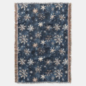 Blauwe Crème Kerstsneeuwvlokken Deken (Voorkant Verticaal)