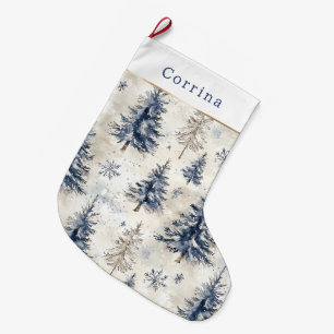 Blauwe Crème Kerstsneeuwvlokken Grote Kerstsok