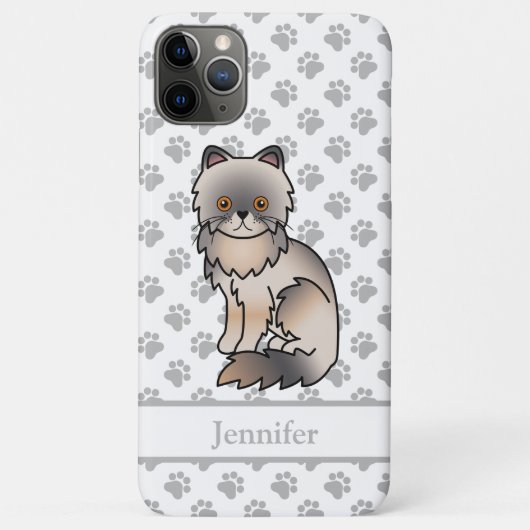 Blauwe Crème Perzische Mopshond Cute Cartoon Kat & Case-Mate iPhone Case (Achterkant)