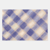 Blauwe crème tartan plaid boerderij rustieke gingh inpakpapier vel (Voorkant 3)