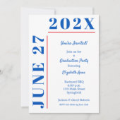 Blauwe & Crimson Graduation Party Kaart (Voorkant)