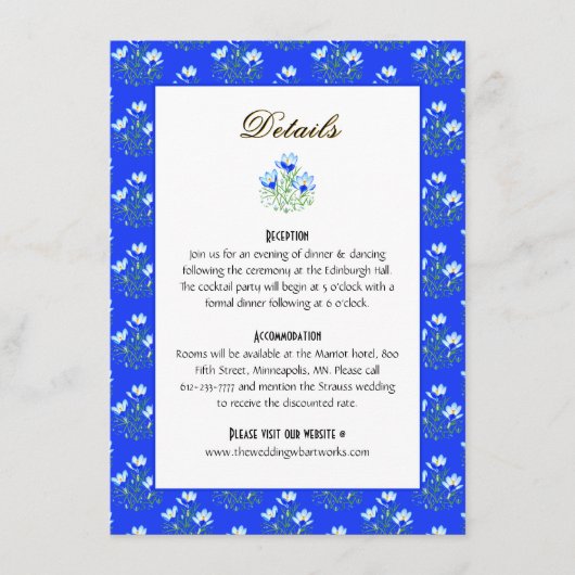 Blauwe Crocus Bijkaart Informatiekaartje (Voorkant)