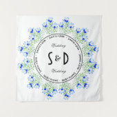 Blauwe Crocus bruiloft achtergrond Wandkleed (Voorkant (horizontaal))