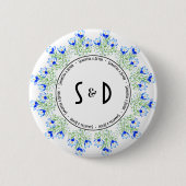 Blauwe Crocus Trouwvloer Decal Ronde Button 5,7 Cm (Voorkant)