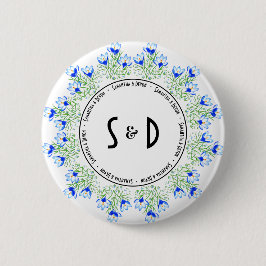 Blauwe Crocus Trouwvloer Decal Ronde Button 5,7 Cm