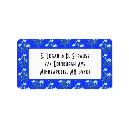 Blauwe Crocuse Bloemen Alles in een bruiloft Uitno Etiket (Voorkant)