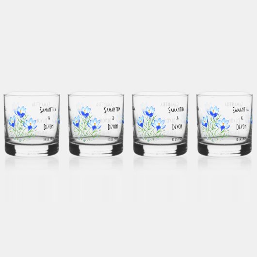 Blauwe Crocuses Whiskey glazen (Links)