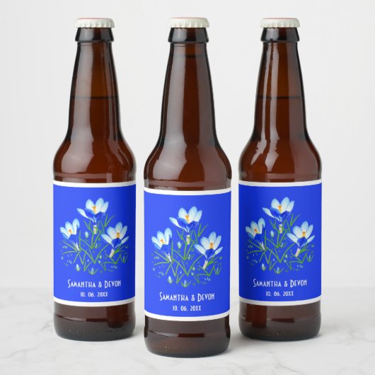 Blauwe Crocussen Trouw Bierlabels Bier Etiket (Flessen)