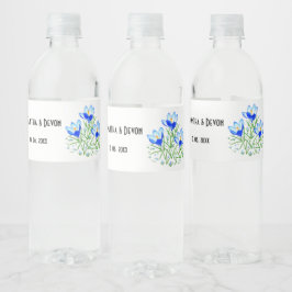 Blauwe Crocussen Waterfles Etiket