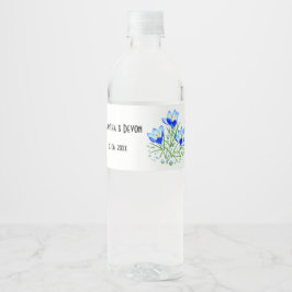Blauwe Crocussen Waterfles Etiket