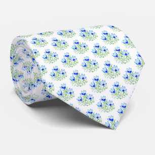 Blauwe Crocussen Witte Stropdas