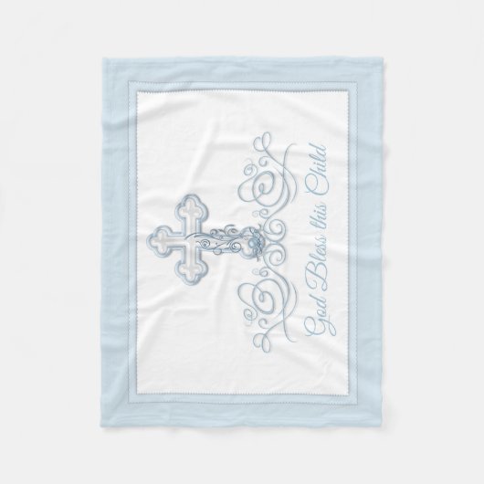 Blauwe Cross Baby Jongen Dopen Deken (Voorkant)