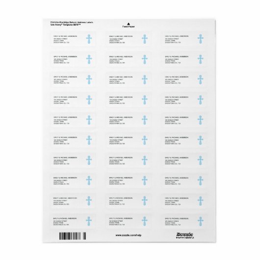 Blauwe Cross Return Address Labels katholiek (Full Sheet)