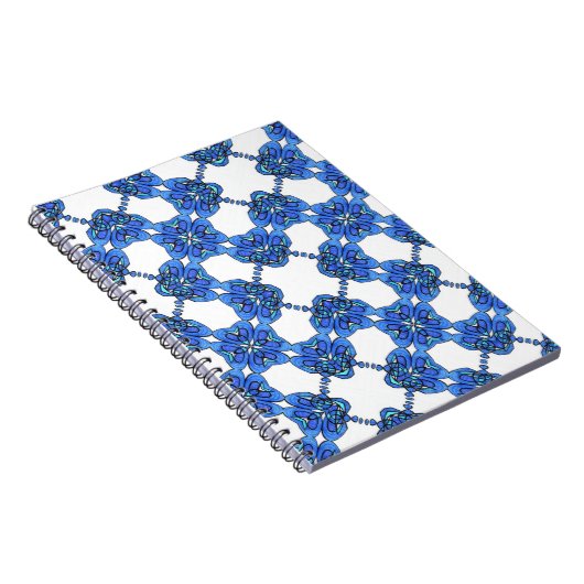 Blauwe Crossweave bloemen Notitieboek (Rechterzijde)