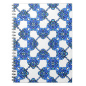 Blauwe Crossweave bloemen Notitieboek (Voorkant)