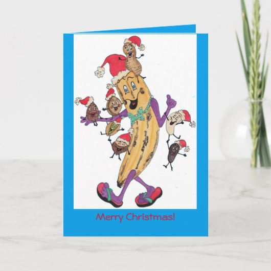 Blauwe 'Crunchy' kerst Kaart (Voorkant)