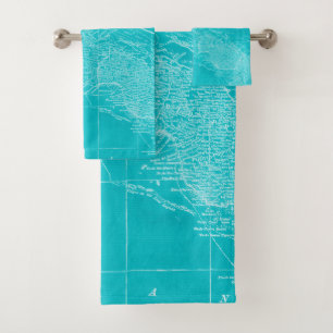 Blauwe Cuba-kaart Bad Handdoek