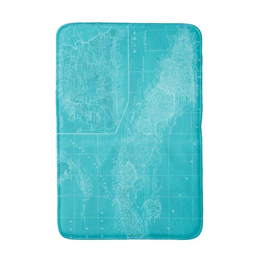 Blauwe Cuba-kaart Badmat (Voorkant Verticaal)