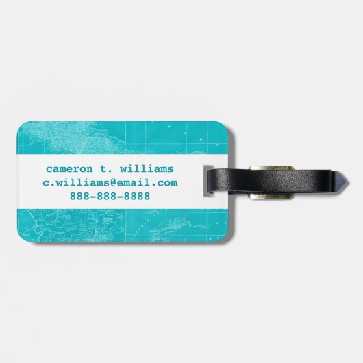 Blauwe Cuba-kaart Bagagelabel (Achterkant horizontaal)