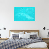 Blauwe Cuba-kaart Canvas Afdruk (Insitu (Slaapkamer))